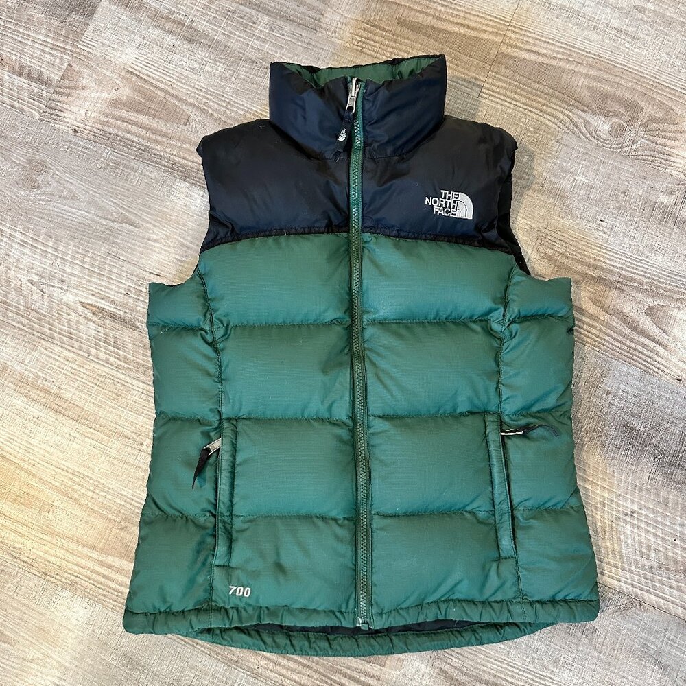 The North Face 700 Down Puffer Vest Full Zip Green/Black Women's Size Small